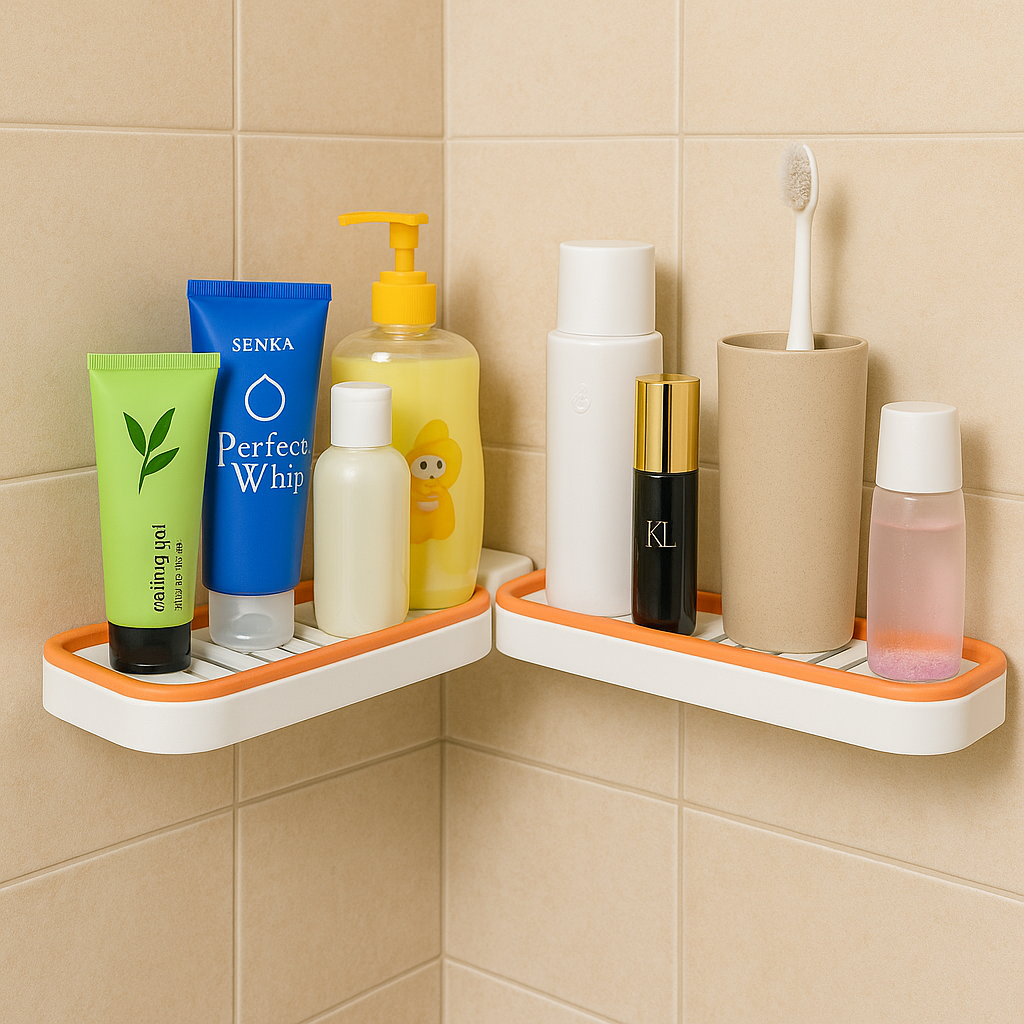 Drehbares selbstklebendes Badregal