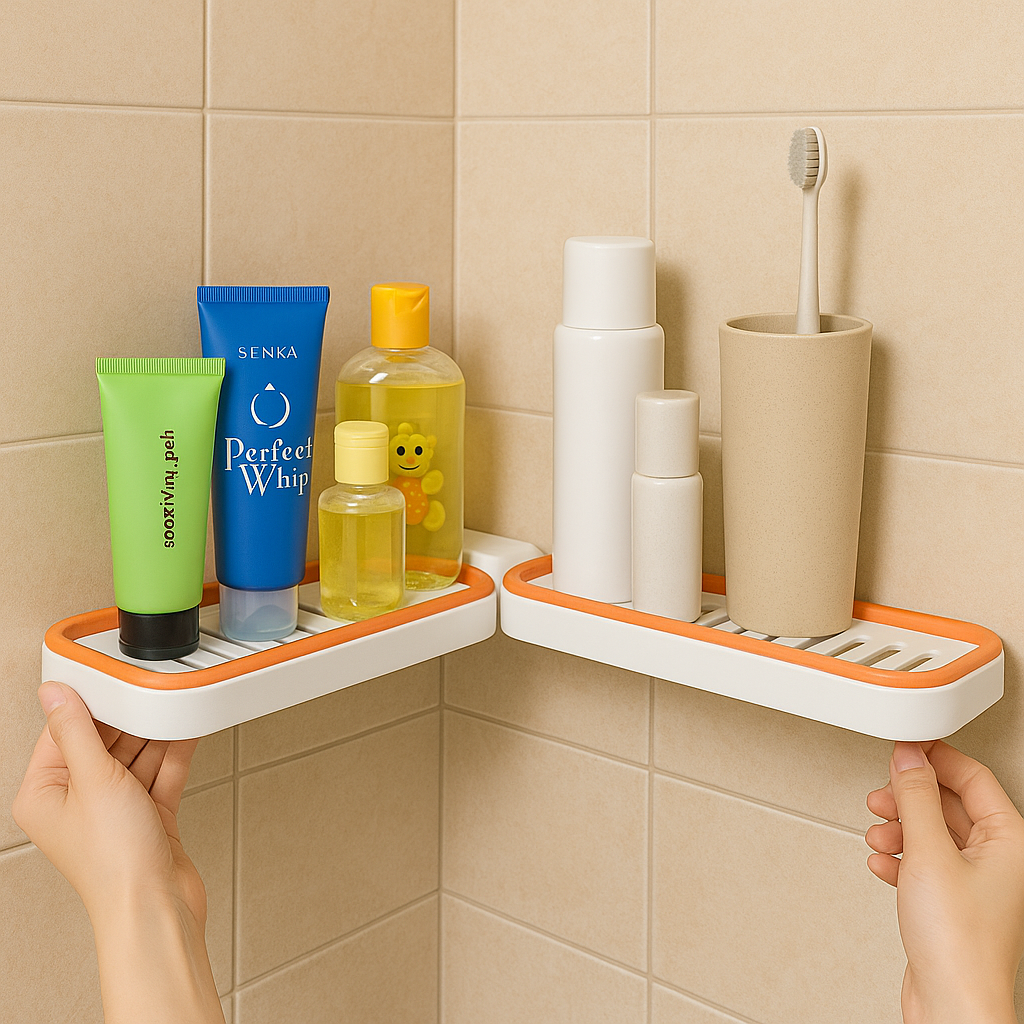 Drehbares selbstklebendes Badregal