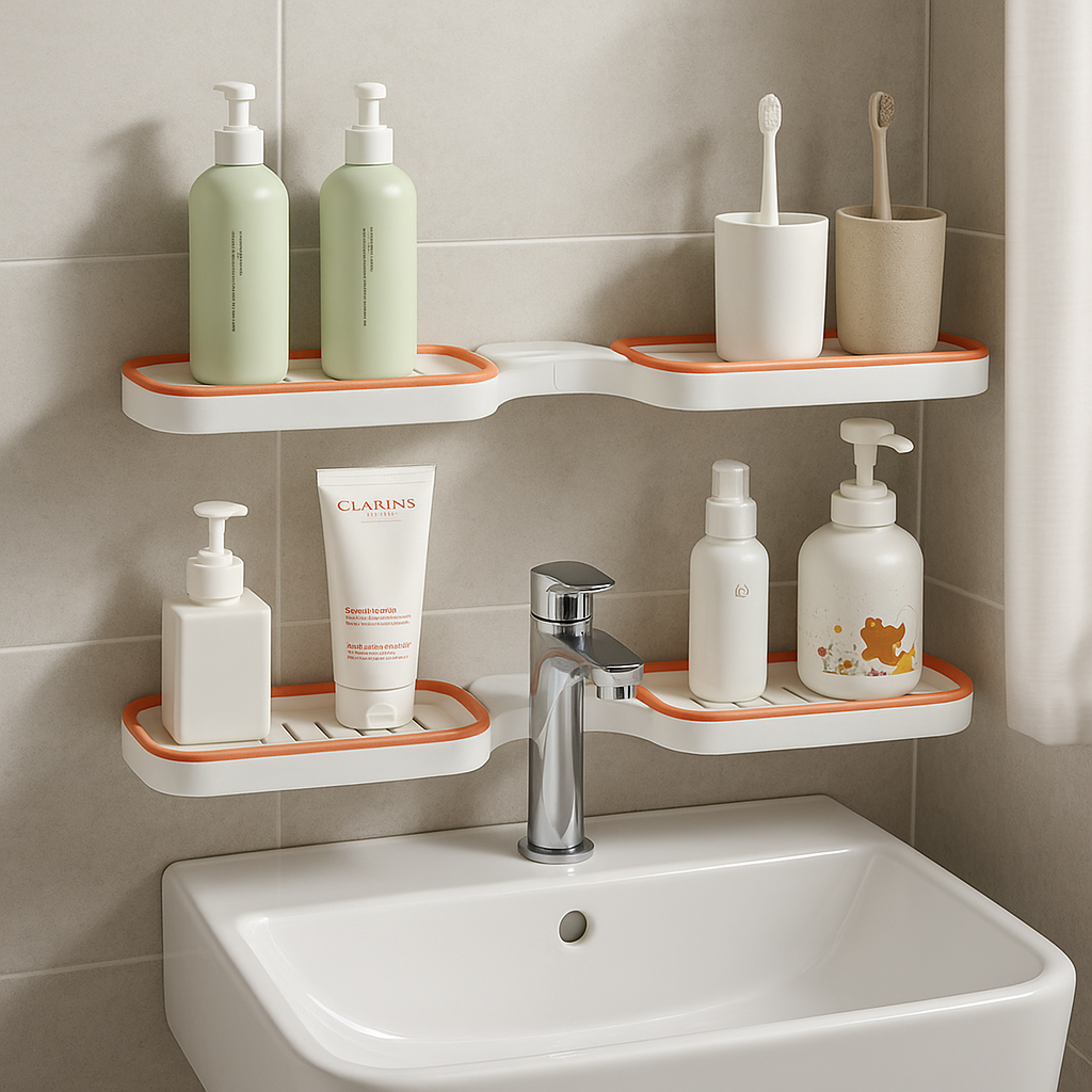 Drehbares selbstklebendes Badregal