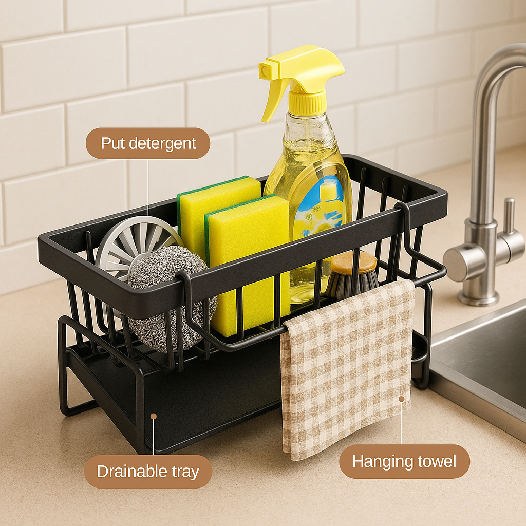 Kompakte Edelstahl Spülenablage für Küche