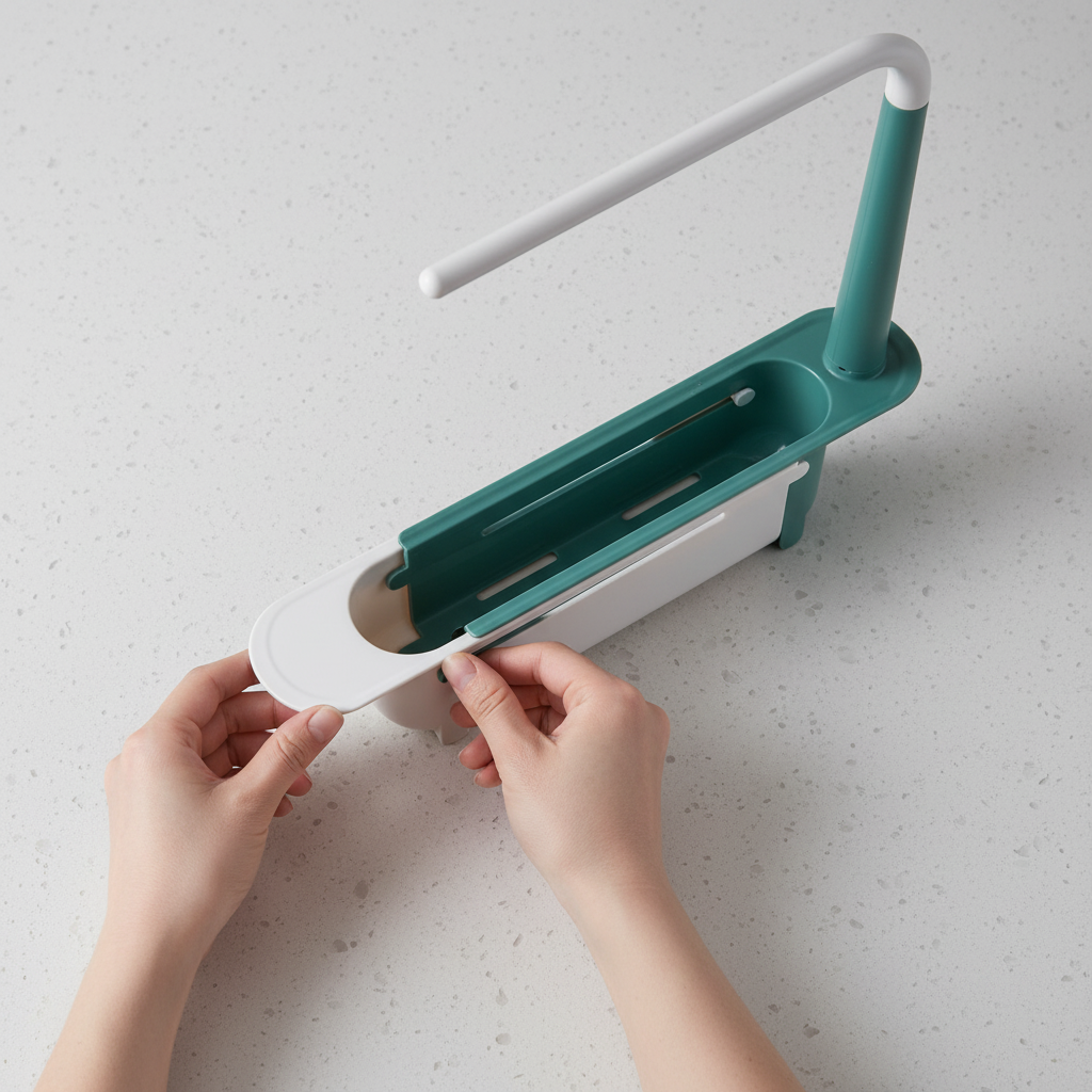 2-in-1 Ausziehbares Spülbecken-Ablauf-Rack