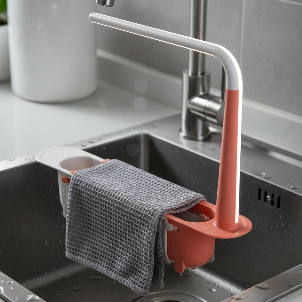 2-in-1 Ausziehbares Spülbecken-Ablauf-Rack