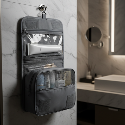 Hänge-Kulturbeutel mit 6 Fächern & Feuchtigkeitsfach