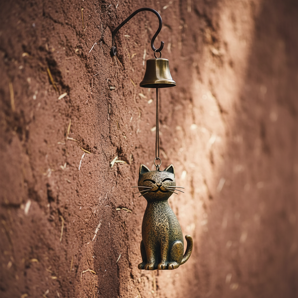Handgefertigtes Kupfer Katzen-Windspiel