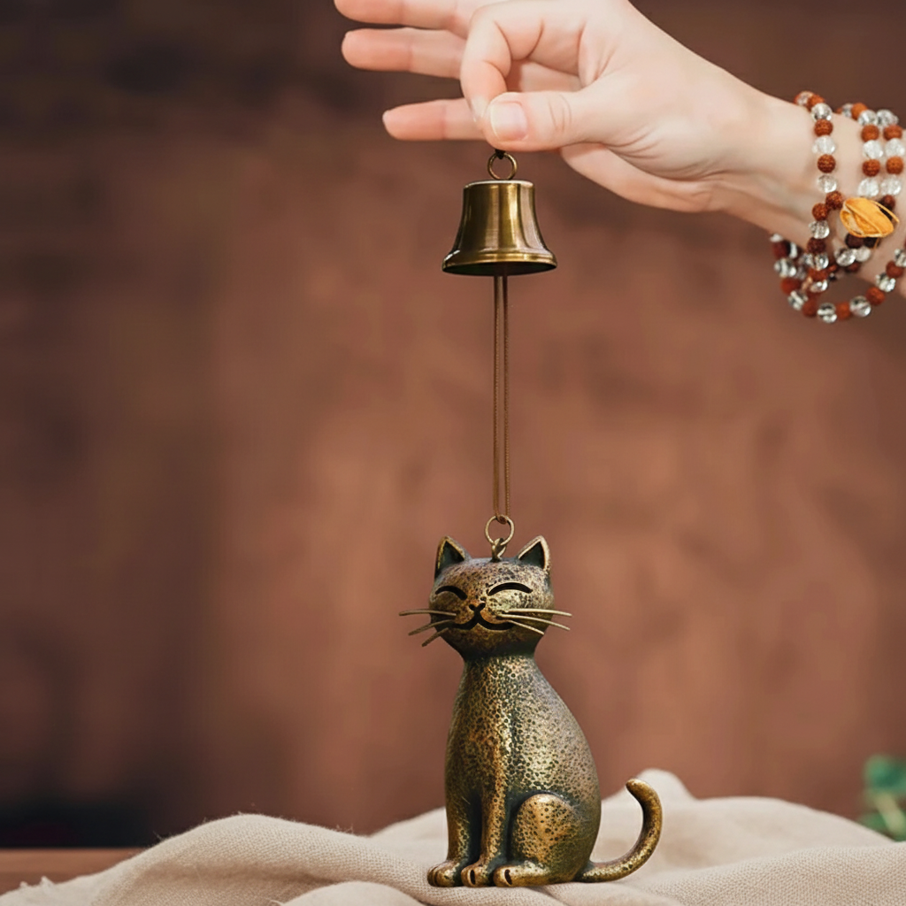 Handgefertigtes Kupfer Katzen-Windspiel