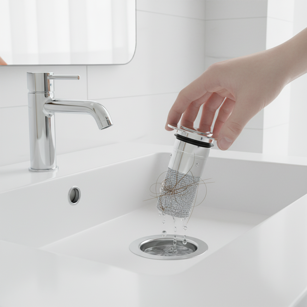 Edelstahl Pop-Up Waschbecken Stöpsel Abfluss Haarfänger