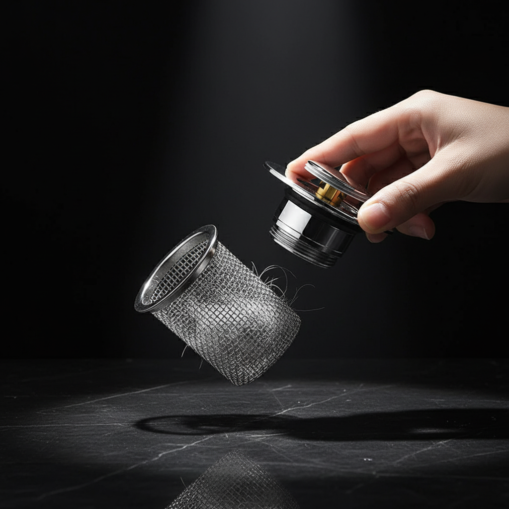 Edelstahl Pop-Up Waschbecken Stöpsel Abfluss Haarfänger