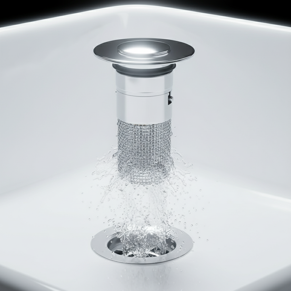 Edelstahl Pop-Up Waschbecken Stöpsel Abfluss Haarfänger