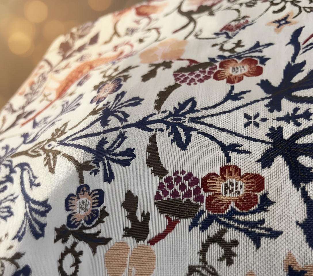 Jacquard-Tischläufer mit Vintage-Blumen- & Vogelmotiv