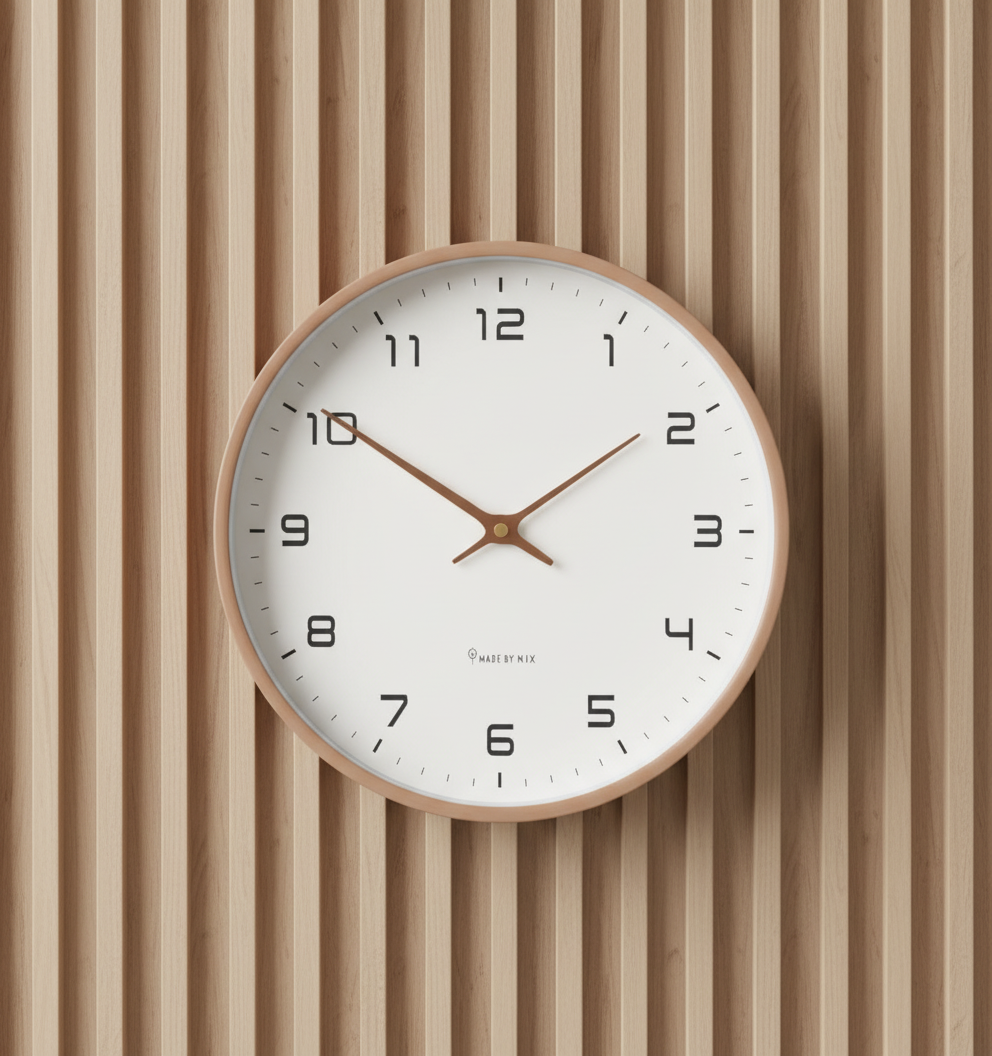 Skandinavische Minimalistische Wanduhr aus Holz