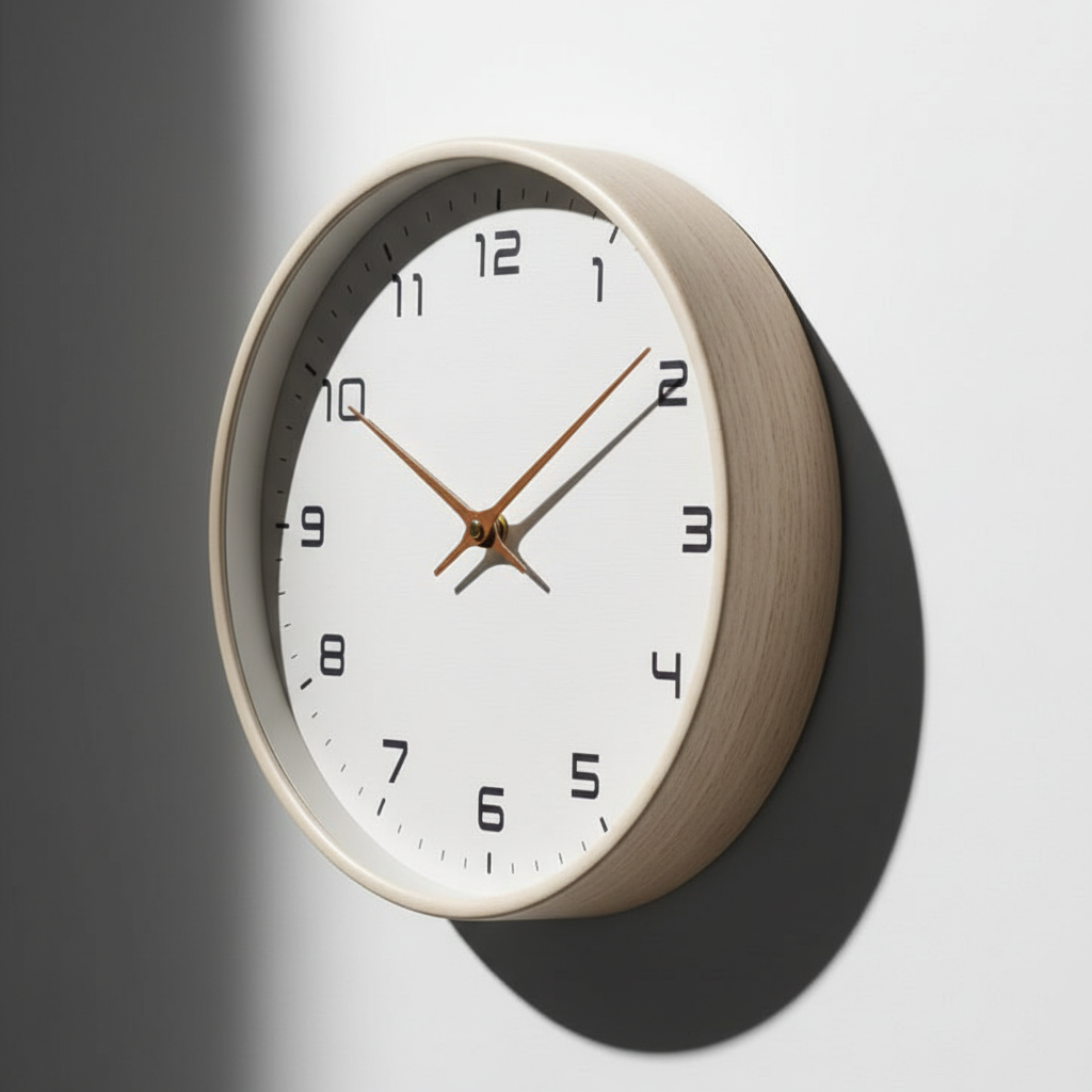 Skandinavische Minimalistische Wanduhr aus Holz