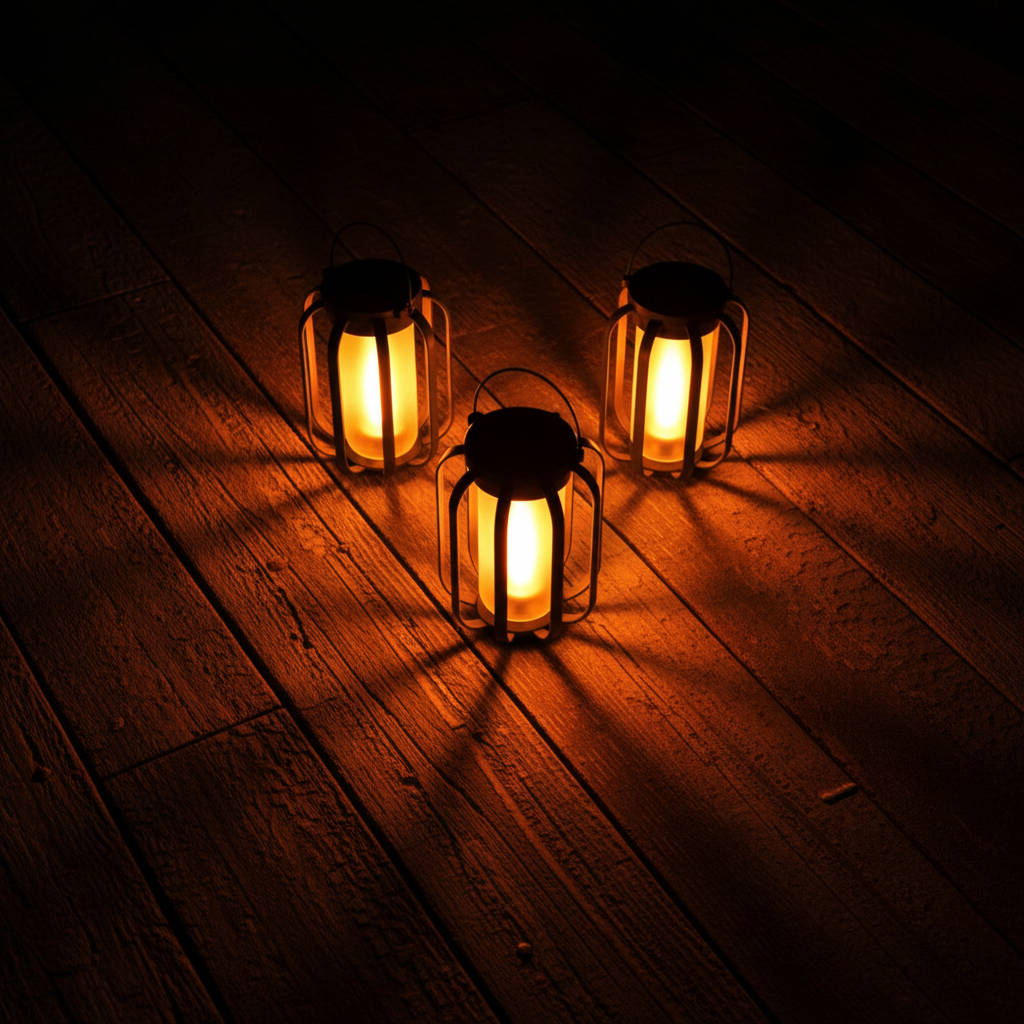 Schwarze Solar‑LED‑Laterne mit Flammeneffekt – Außenleuchte