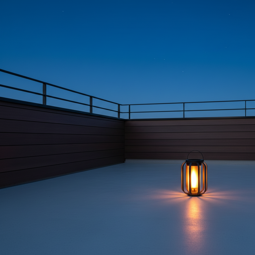 Schwarze Solar‑LED‑Laterne mit Flammeneffekt – Außenleuchte