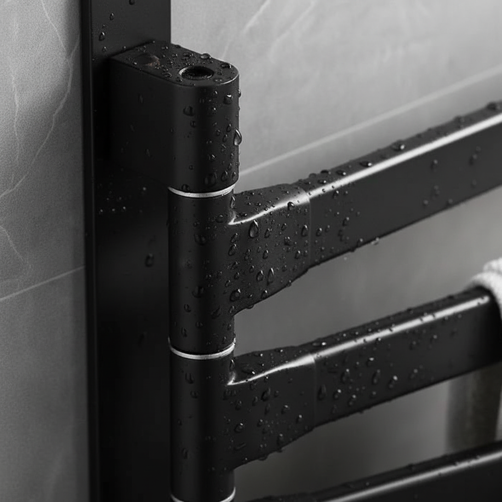 Schwarzer Handtuchhalter mit 5 schwenkbaren Armen