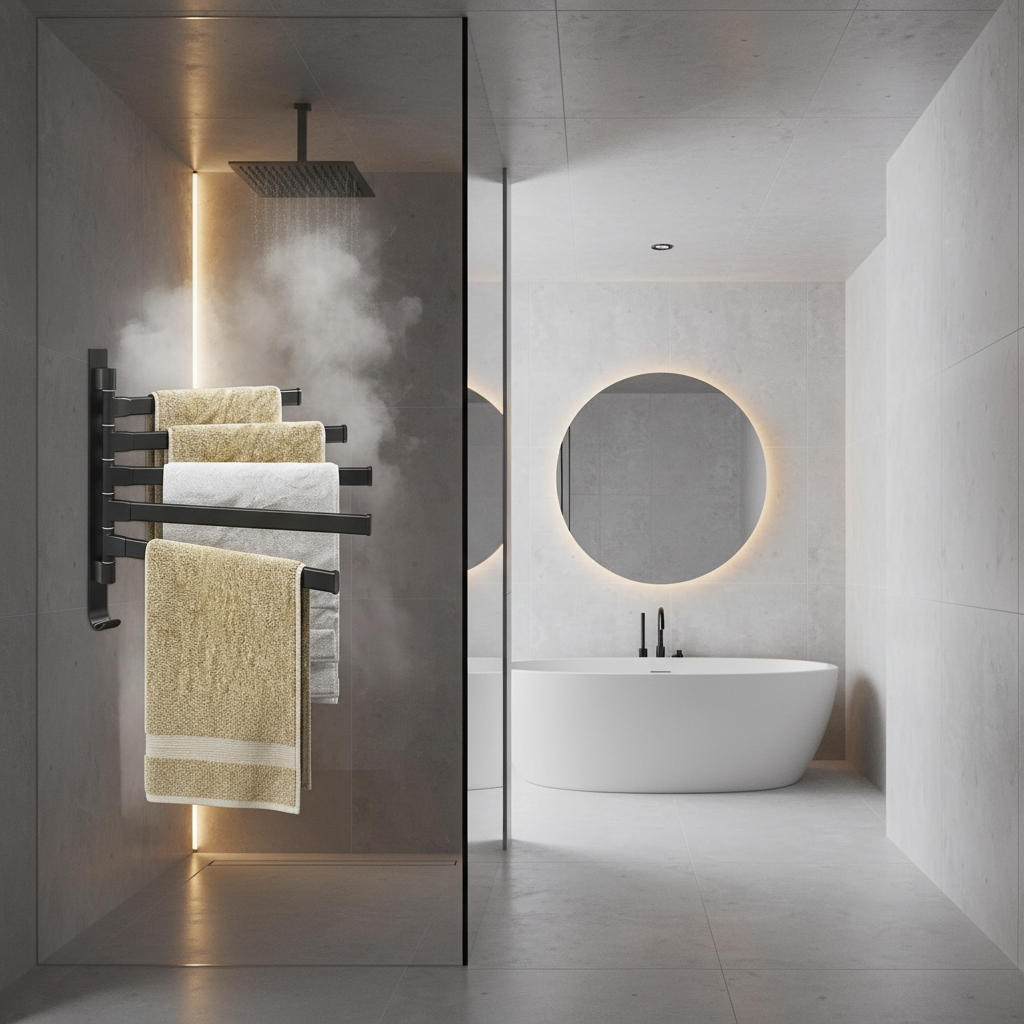 Schwarzer Handtuchhalter mit 5 schwenkbaren Armen